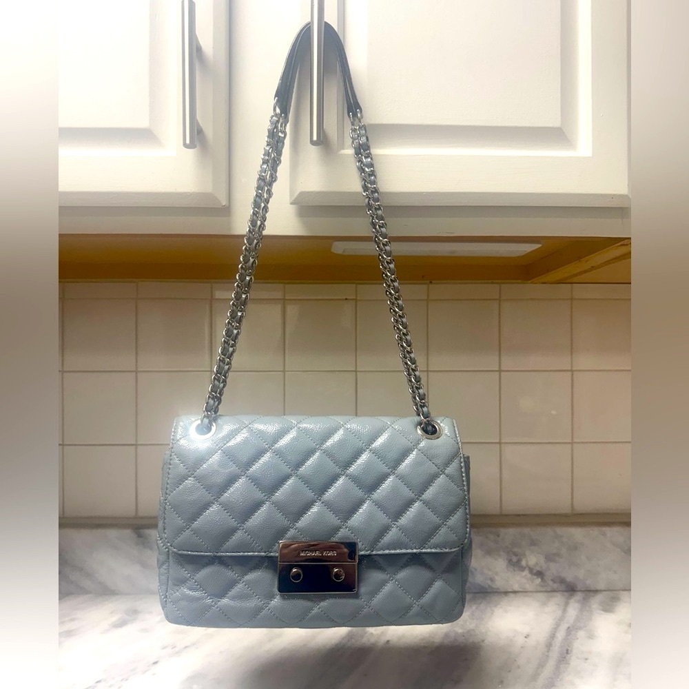 Michael Kors Light Blue Quilted Shoulder Bag